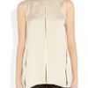 Lanvin Slitdetailed Silksatin Top in Brown - Lyst