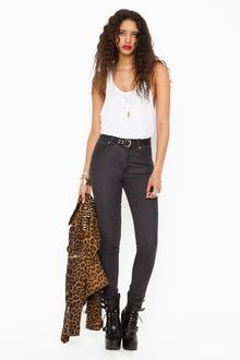 Nasty Gal Second Skin Jeans Faded Black - Lyst