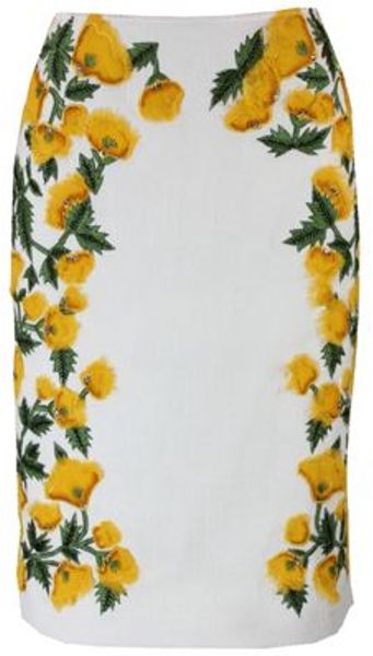 Oscar De La Renta Oscar De La Renta Skirt in White (daffodil) - Lyst