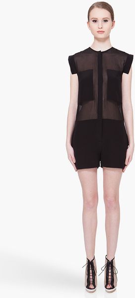 T By Alexander Wang Black Silk Romper Jumpsuit - Lyst