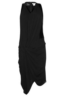 Helmut Lang Leather Paneled Lush Dress - Lyst
