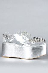 Jeffrey Campbell The Stinger Spiked Shoe in Silver and Clear