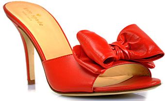  Selena Red Leather Ruffle Slide Pump 