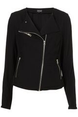 Topshop Tencil Jersey Panel Biker Jacket