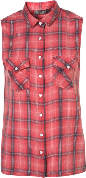 sleeveless check shirt