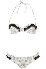 Topshop White Dotty Frill Bikini