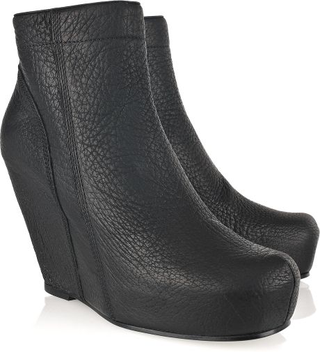 Rick Owens Leather Wedge Ankle Boots in Black - Lyst