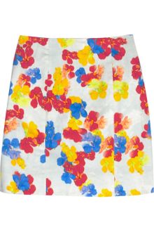 Erdem Adele Printed Stretchcotton Mini Skirt - Lyst
