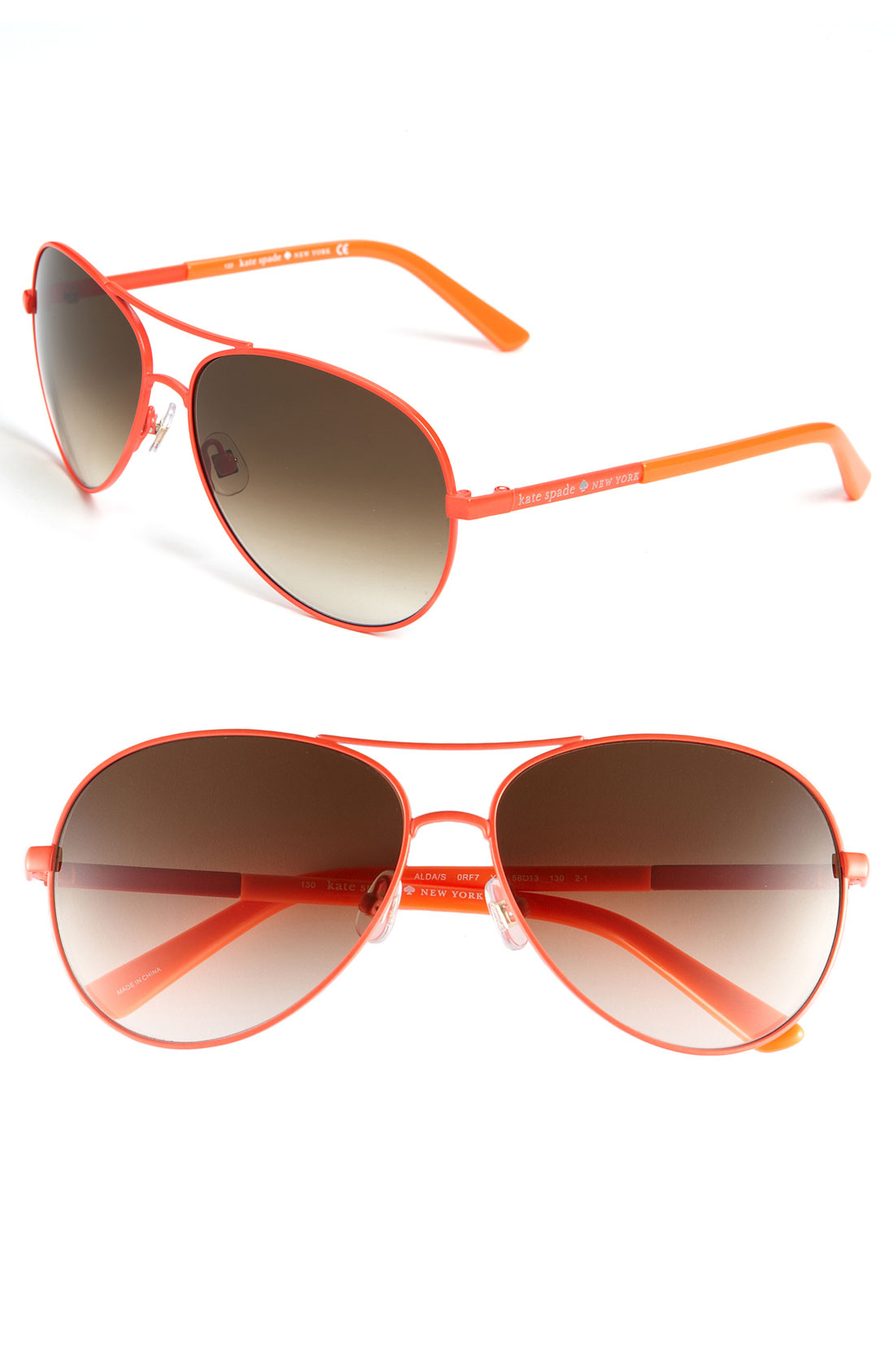 Kate Spade Metal Aviator Sunglasses in Brown (orange/ brown gradient