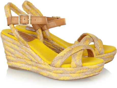Tory Burch Camelia Espadrille Wedge Sandals in Yellow (mustard) - Lyst