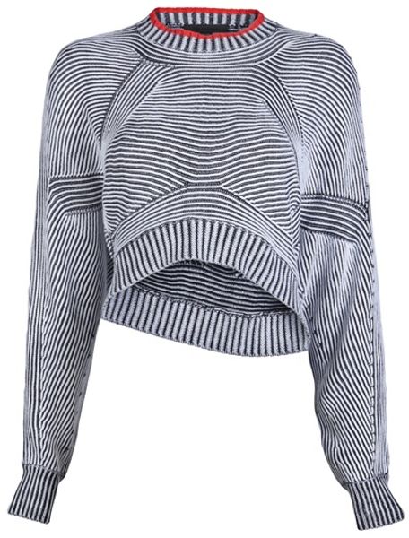 Alexander Wang Bicolor Shrug Sweater in Gray (black) - Lyst