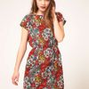 Asos Collection Asos Skater Dress in Floral Print in Floral (red) - Lyst