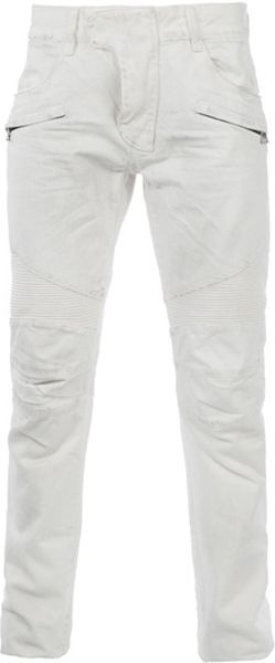 Balmain Zip Pocket Jean in White for Men - Lyst
