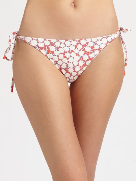 Diane Von Furstenberg Deianira Printed String Bikini Bottom in Pink (coral) - Lyst