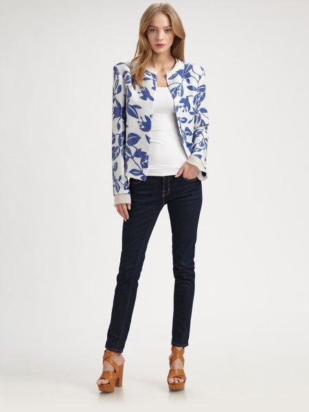 Diane Von Furstenberg Marcie Sequined Floral Jacket in Floral (white) - Lyst