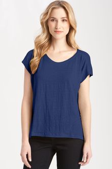 Eileen Fisher Box Pleat Linen Jersey Tee - Lyst