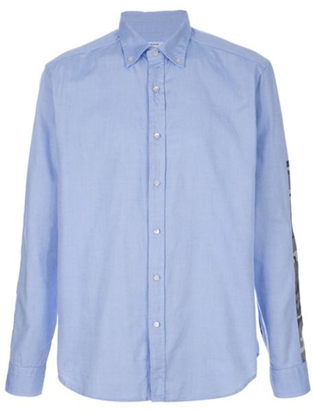 G.v. Conte Camouflage Detail Shirt in Blue for Men - Lyst