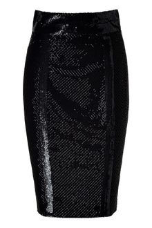 L'Wren Scott Black Silk Mesh Embroidered Pencil Skirt - Lyst