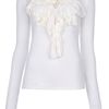 Ralph Lauren Ruffle Detail Top in Beige (cream) - Lyst