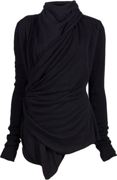 Rick Owens Wrap Cardigan in Black - Lyst