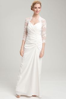 Tadashi Shoji Ruched Lace Taffeta Gown - Lyst