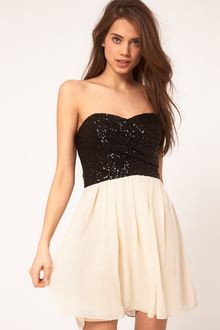 Tfnc Tfnc Dress with Sequin Bandeau Chiffon Skirt - Lyst