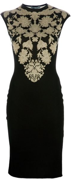 Alexander McQueen Intarsia Knit Dress - Lyst