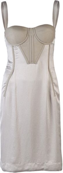 Bottega Veneta Corset Dress in Gray (grey) - Lyst