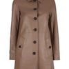 Burberry Single Breasted Leather Coat in Brown - Lyst