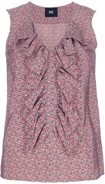 D&g Ruffle Detail Blouse in Pink - Lyst