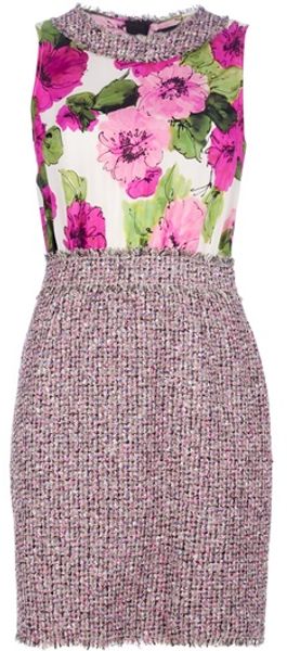 D&g Tweed Print Dress in Pink - Lyst