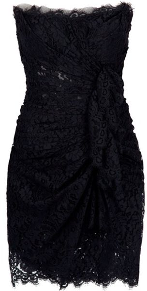 Dolce & Gabbana Lace Bustier Ruched Dress - Lyst