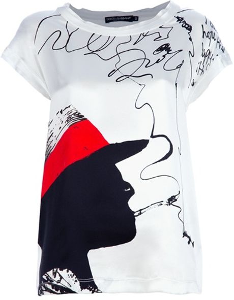 Dolce & Gabbana Printed Tshirt in White - Lyst