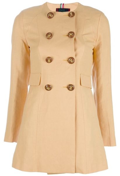 Femme Double Breasted Coat in Yellow - Lyst