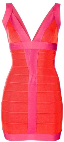 Hervé Léger Block Colour Dress - Lyst