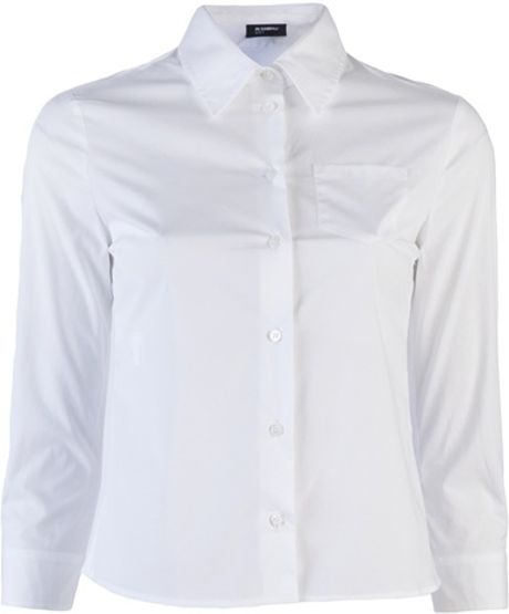 Jil Sander Cropped Oxford Shirt in White - Lyst