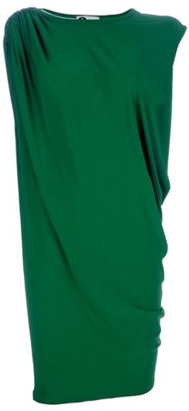 Lanvin Drape Dress in Green - Lyst