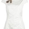 Lela Rose Flower Blouse in White - Lyst