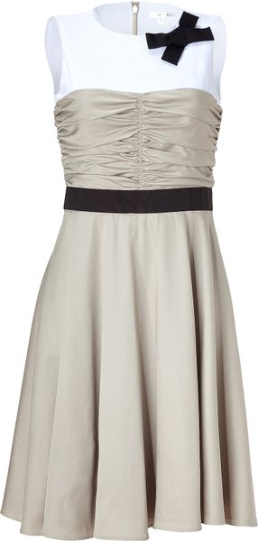 Paule Ka Beige Color Blocking Dress in Beige - Lyst