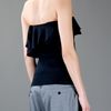 Ralph Lauren Blue Label Ruffle Detail Bandeau Top in Black (grey) - Lyst