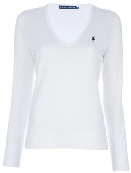 Ralph Lauren Blue Label Classic Sweater in White - Lyst