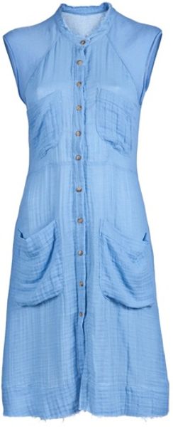 Raquel Allegra Gauze Shirt Dress in Blue - Lyst