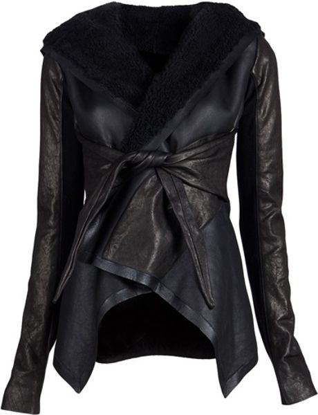Rick Owens Shearling Jacket in Black - Lyst
