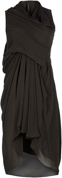 Rick Owens Silk Tunic Dress in Brown (green) - Lyst