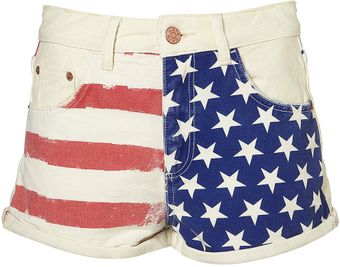 Topshop Flag Printed Hotpants - Lyst