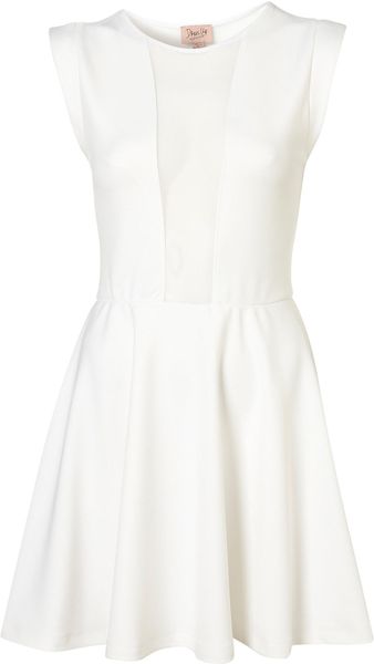 Topshop Mesh Insert Skater Dress By Dress Up - Lyst