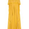Elie Saab Silk Crep Ss W Slit Dress 14 in Yellow - Lyst