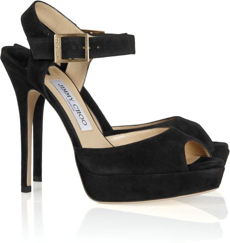 Jimmy Choo Linda Suede Sandals in Black - Lyst