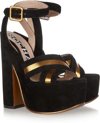  Suede and Metallic Leather Sandals 