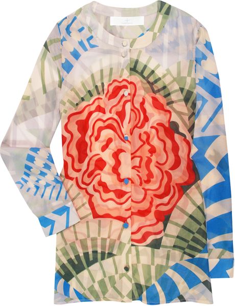 Thakoon Cabbage Rose Printed Blouse in Multicolor (rose) - Lyst